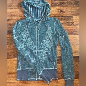 Gray Y2k zip up jacket, XS